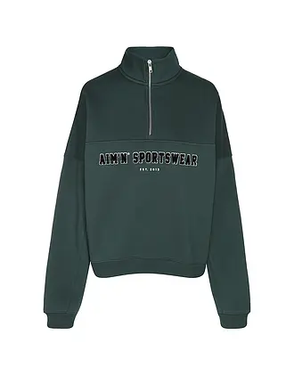 AIM'N | Felpa da donna Varsity con zip | dunkelgrün